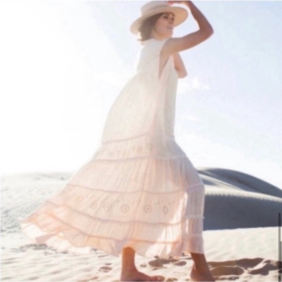 Free People Pretty Cozy Maxi Smock Dress Ecru maxi - Picture 4 of 16